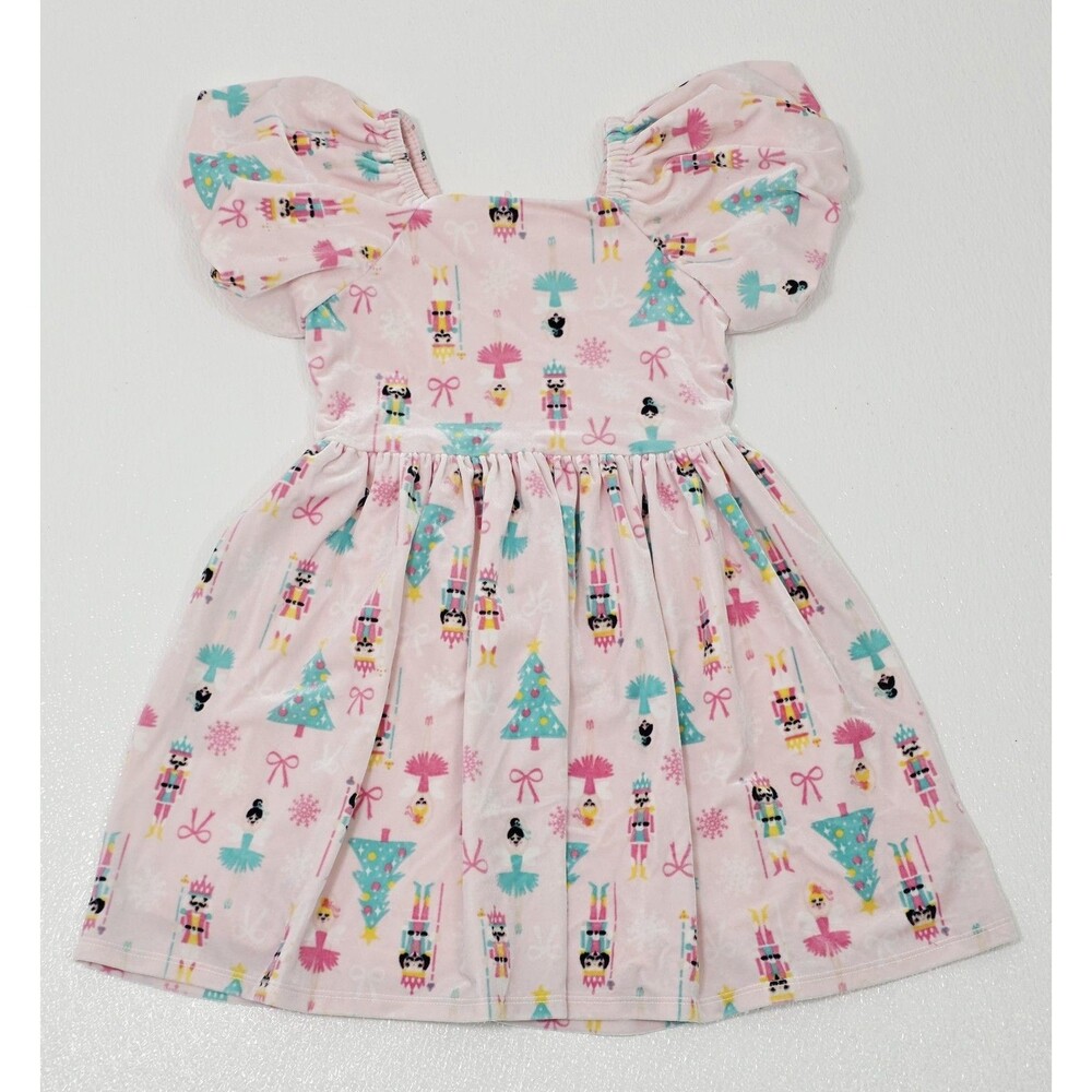 Young Hearts Girls Size 5 Pastel Nutcracker Dress Pink Velour Holiday Christmas